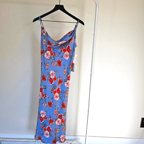NWT BEBE Floral Satin Slip Dress - Picture 1 of 6